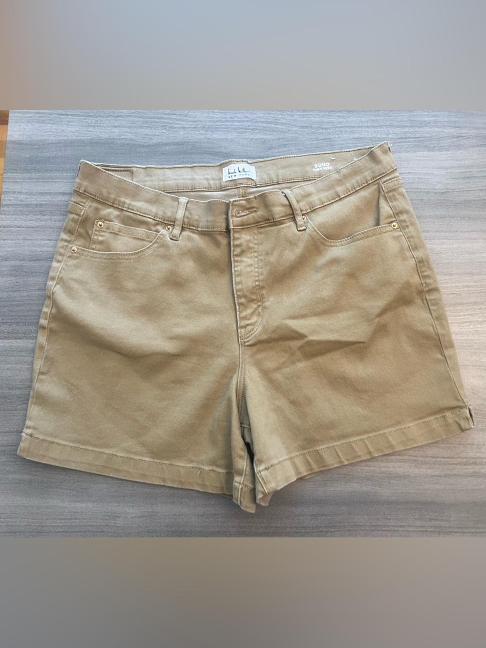 Nicole Miller SOHO High Rise Tan Cotton Blend Shorts